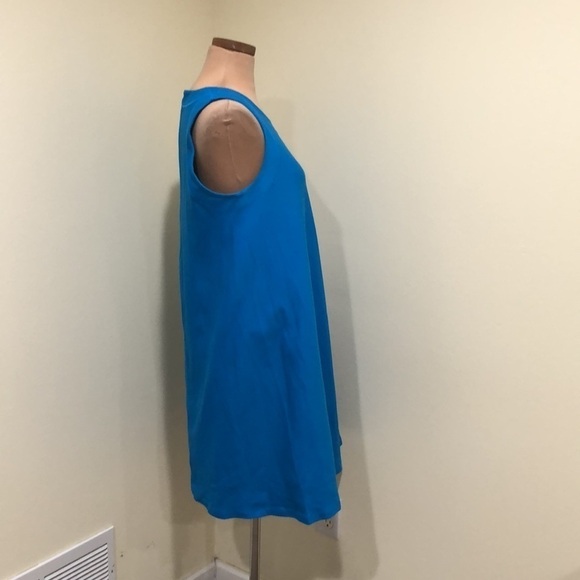 COS Shift Dress Size Medium Cyan Blue Stretch Cotton Blend - Picture 3 of 9